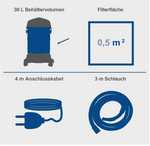 SCHEPPACH NTS30 3in1 Nass- und Trockensauger 30L Industie-Staubsauger 1300W