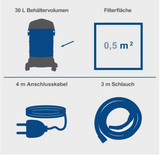 SCHEPPACH NTS30 3in1 Nass- und Trockensauger 30L Industie-Staubsauger 1300W